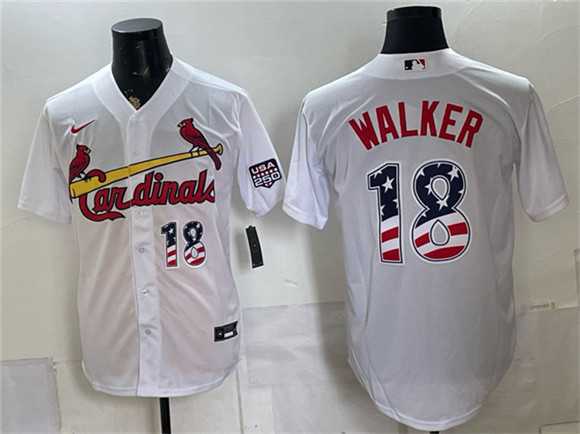 Mens St. Louis Cardinals #18 Jordan Walker White USA 250 Fourth of July Stitched Jersey Dzhi