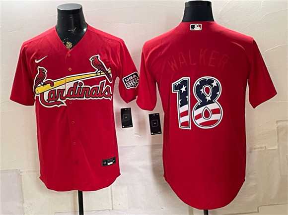 Mens St. Louis Cardinals #18 Jordan Walker Red USA 250 Fourth of July Stitched Jersey Dzhi