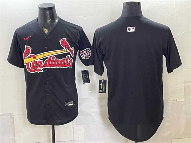 Mens St. Louis Cardinals Blank Black USA 250 Patch Stitched Jersey