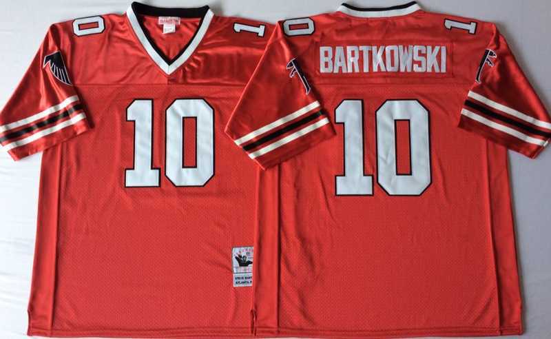 Mens Atlanta Falcons #10 Steve Bartkowski Red Throwback Stitched Football Jersey