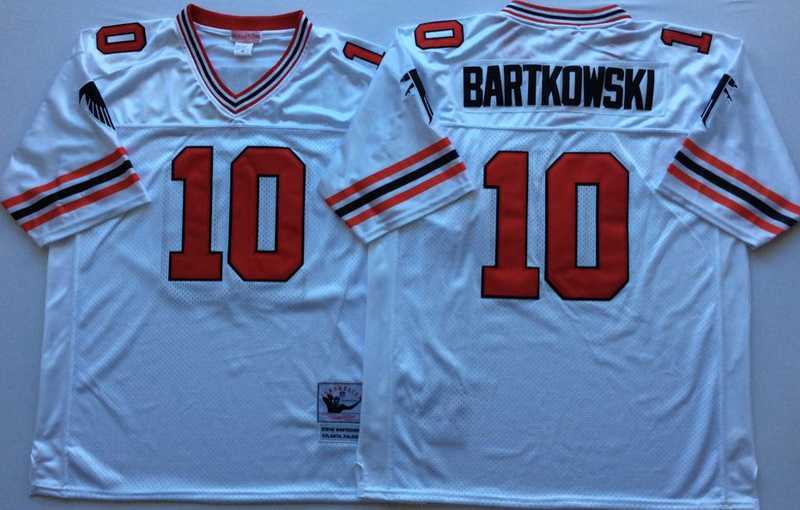 Mens Atlanta Falcons #10 Steve Bartkowski White Throwback Stitched Football Jersey