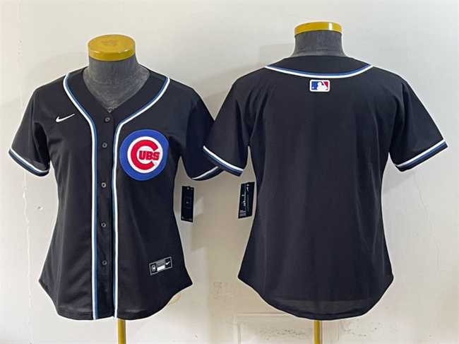 Womens Chicago Cubs 2026 Fashion Replica Black Out Stitched Jersey(Run Small)