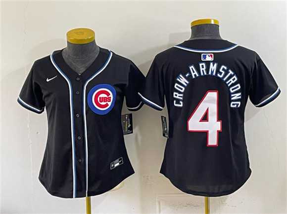 Womens Chicago Cubs #4 Pete Crow-Armstrong 2026 Fashion Replica Black Out Stitched Jersey(Run Small)
