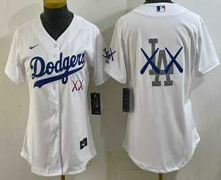 Womens Los Angeles Dodgers White Vapor Premier Limited Stitched Jersey Dzhi