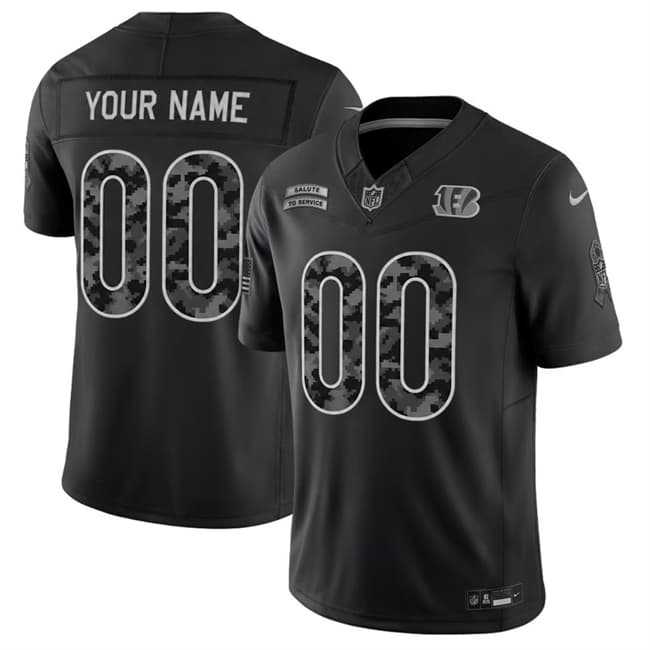 Mens Cincinnati Bengals Active Player Custom Black F.U.S.E. 2026 Salute to Service Limited Football Stitched Jersey