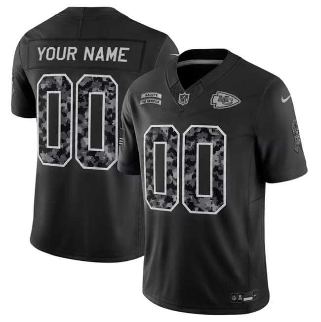 Mens Kansas City Chiefs Active Player Custom Black F.U.S.E. 2026 Salute to Service Limited Football Stitched Jersey