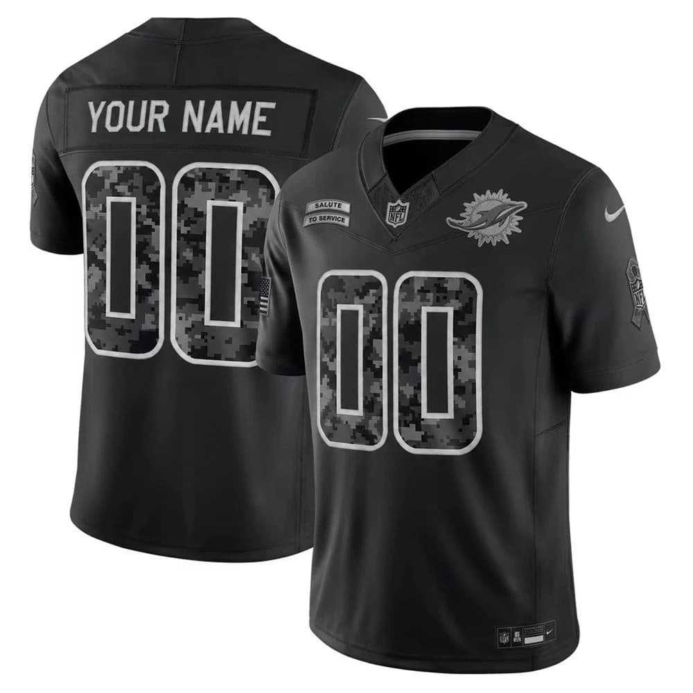 Mens Miami Dolphins Active Player Custom Black F.U.S.E. 2026 Salute to Service Limited Football Stitched Jersey