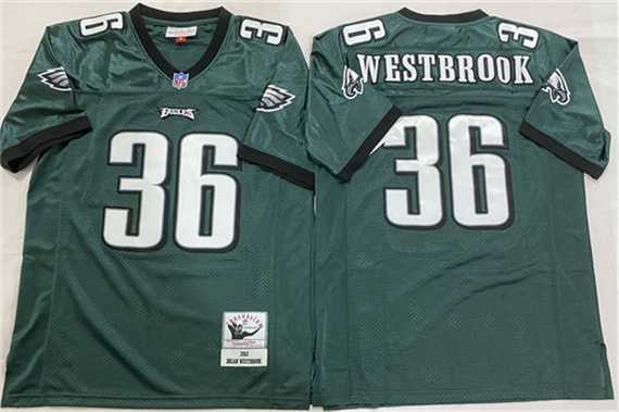 Mens Philadelphia Eagles #36 Brian Westbrook Green Throwback Stitched Football Jersey