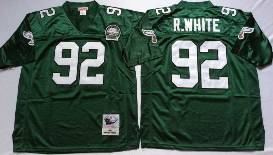 Mens Philadelphia Eagles #92 Reggie White Green Throwback Stitched Football Jersey