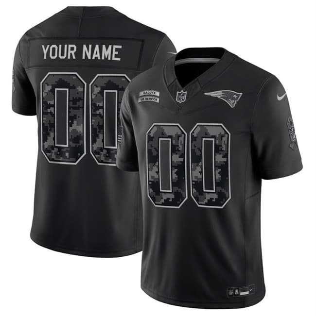 Mens New England Patriots Active Player Custom Black F.U.S.E. 2026 Salute to Service Limited Football Stitched Jersey