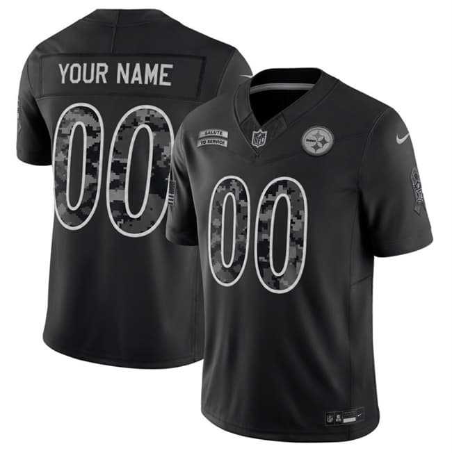 Mens Pittsburgh Steelers Active Player Custom Black F.U.S.E. 2026 Salute to Service Limited Football Stitched Jersey