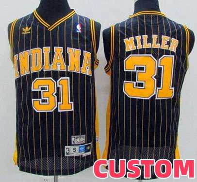 Mens Indiana Pacers Custom Navy Blue Pinstirpe Hardwood Classics Soul Swingman Throwback Jersey