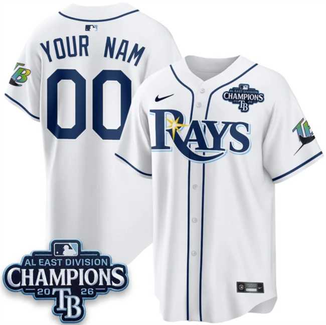 Mens Tampa Bay Rays ACTIVE PLAYER Custom White 2026 AL East Champions Patch Limited Stitched Baseball Jersey->->Custom Jersey