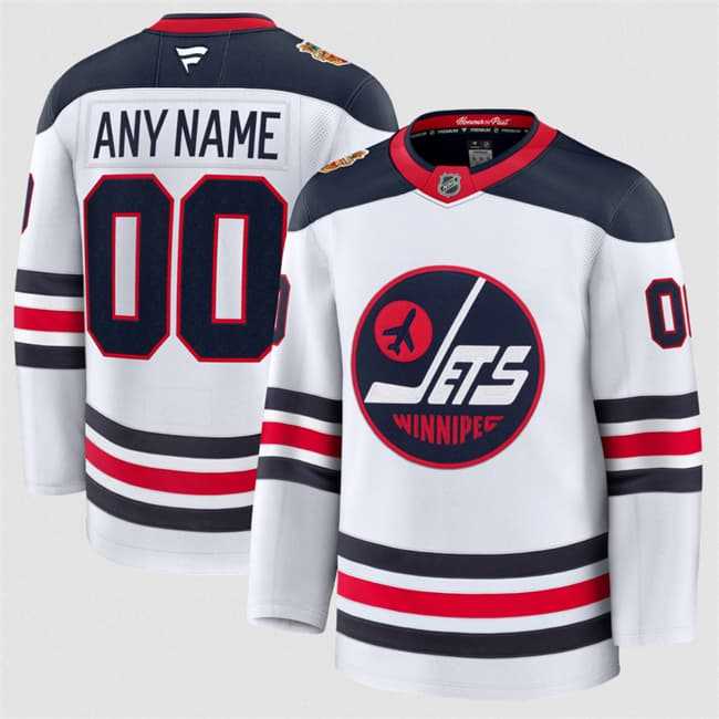 Mens Winnipeg Jets Custom White 2026 Home Stitched Hockey Jersey->->Custom Jersey