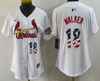 Womens St Louis Cardinals #18 Jordan Walker White USA 250 Fourth of July Stitched Jersey Dzhi