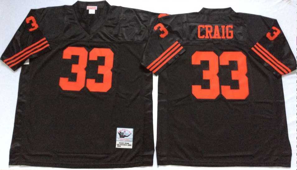 Mens San Francisco 49ers #33 Roger Craig Black Throwback Stitched Football Jersey