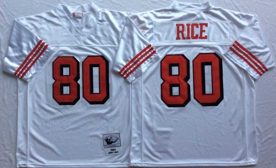 Mens San Francisco 49ers #80 Jerry Rice White 75th Throwback Stitched Football Jersey