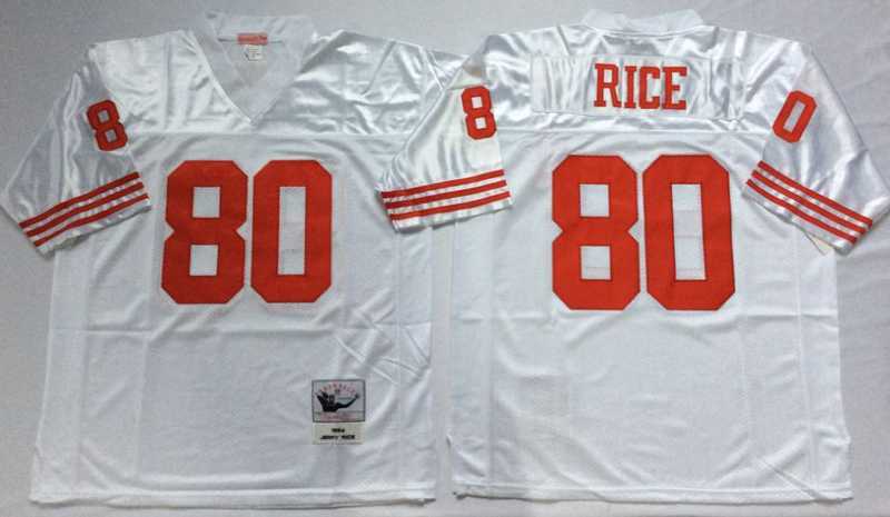Mens San Francisco 49ers #80 Jerry Rice White Throwback Stitched Football Jersey
