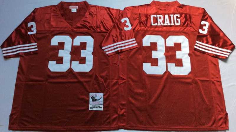 Mens San Francisco 49ers #33 Roger Craig Red Throwback Stitched Football Jersey