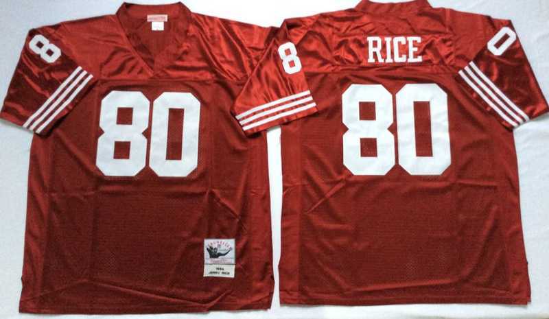 Mens San Francisco 49ers #80 Jerry Rice Red Throwback Stitched Football Jersey