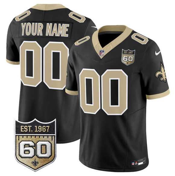 Mens New Orleans Saints Active Player Custom Black F.U.S.E. 60th Anniversary Patch Vapor Limited Football Stitched Jersey