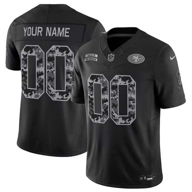 Mens San Francisco 49ers Active Player Custom Black F.U.S.E. 2026 Salute to Service Limited Football Stitched Jersey