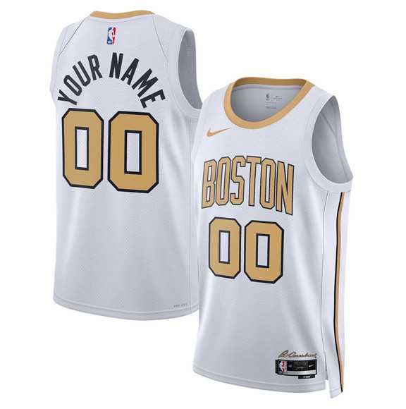 Mens Boston Celtics Active Player Custom White 2025-26 City Edition Swingman Stitched Basketball Jersey
