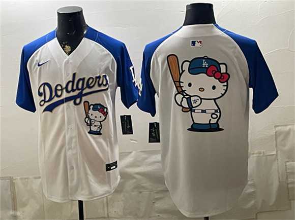 Mens Los Angeles Dodgers White Royal Gold Hello Kitty Vapor Limited Stitched Jersey
