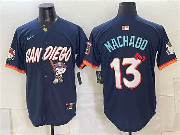 Mens San Diego Padres X Hello Kitty #13 Manny Machado Obsidian 2026 City Connect Stadium Stitched Jersey->san diego padres->MLB Jersey