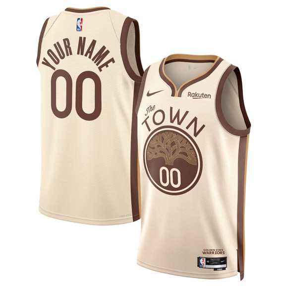 Mens Golden State Warriors Active Player Custom Tan 2025-26 City Edition Stitched Basketball Jersey