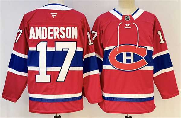 Mens Montreal Canadiens #17 Josh Anderson Red 2024-25 Stitched Jersey->->NHL Jersey