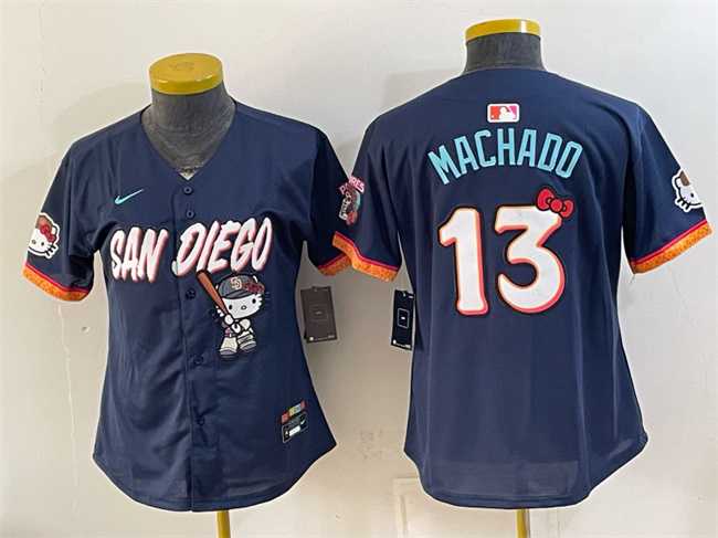 Youth San Diego Padres X Hello Kitty #13 Manny Machado Obsidian 2026 City Connect Stadium Stitched Jersey