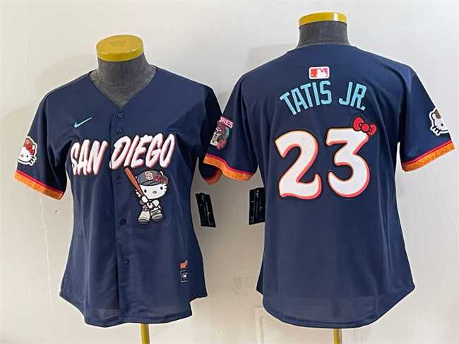 Youth San Diego Padres X Hello Kitty #23 Fernando Tatis Jr. Obsidian 2026 City Connect Stadium Stitched Jersey