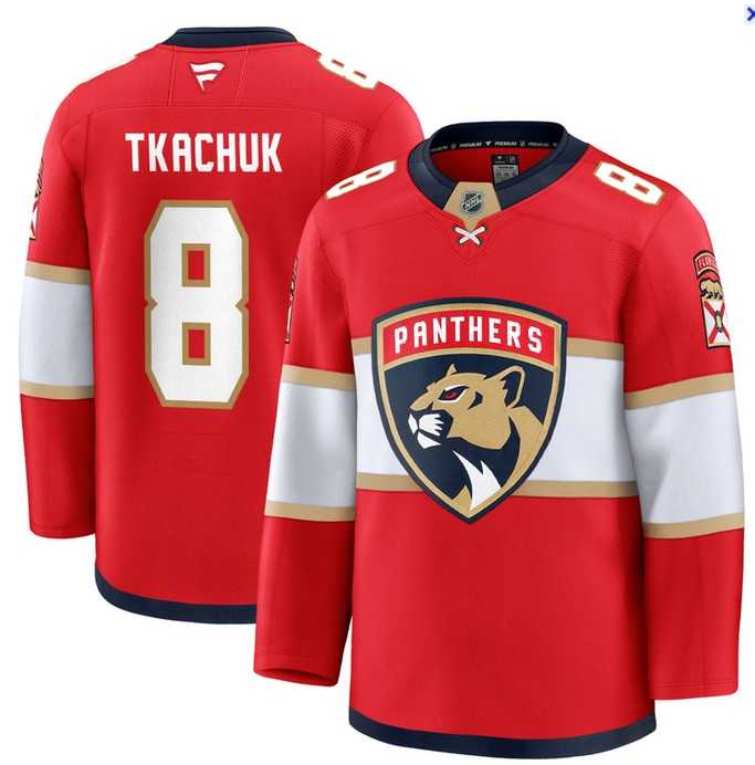 Mens Florida Panthers #8 Brady Tkachuk Red Stitched Home Jersey Dzhi->->NHL Jersey
