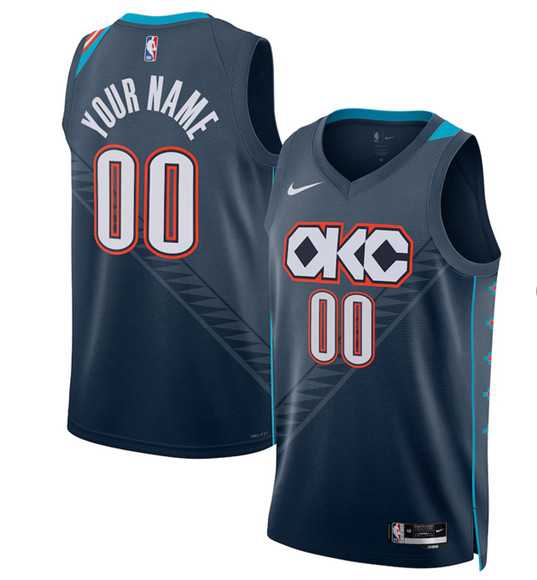 Mens Oklahoma City Thunder Active Player Custom Navy 2025-26 City Edition Swingman Stitched Basketball Jersey
