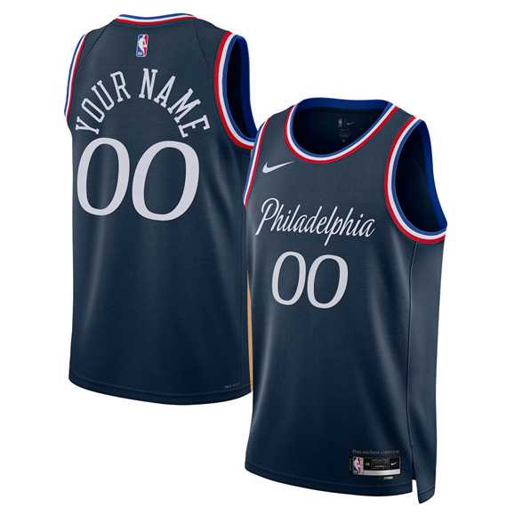 Mens Philadelphia 76ers Active Player Custom Navy 2025-26 City Edition Swingman Stitched Jersey