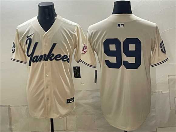 Mens New York Yankees #99 Aaron Judge Cream Limited Stitched Jersey