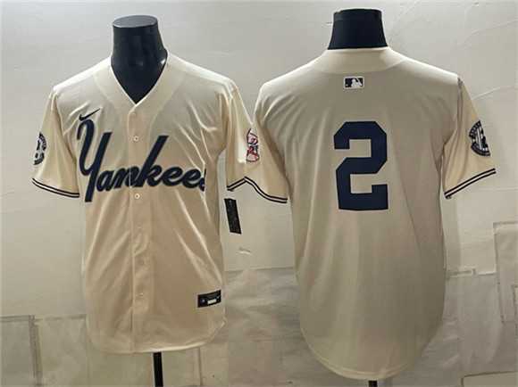 Mens New York Yankees #2 Derek Jeter Cream Limited Stitched Jersey