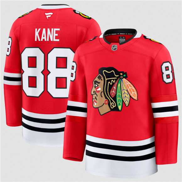 Mens Chicago Blackhawks #88 Patrick Kane Red 2024-25 Home Stitched Hockey Jersey Dzhi