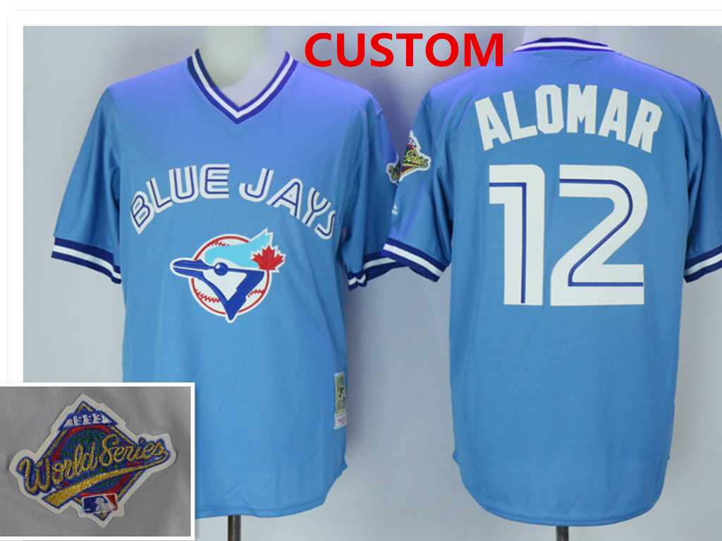 Mens Toronto Blue Jays retired player Custom 1993 blue pullov Throwback jersey