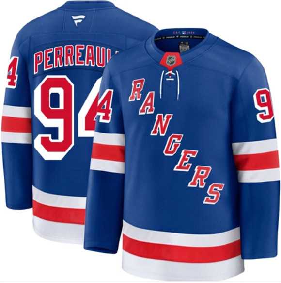 Mens New York Rangers #94 Gabe Perreault Royal Home Stitched Hockey Jersey Dzhi