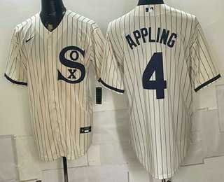 Mens Chicago White Sox #4 Luke Appling Cream Player Name 2021 Field of Dreams Authentic Jersey->chicago white sox->MLB Jersey