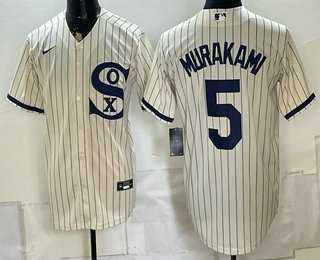 Mens Chicago White Sox #5 Munetaka Murakami Cream Player Name 2021 Field of Dreams Authentic Jersey->chicago white sox->MLB Jersey