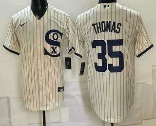 Mens Chicago White Sox #35 Frank Thomas Cream Player Name 2021 Field of Dreams Authentic Jersey->chicago white sox->MLB Jersey
