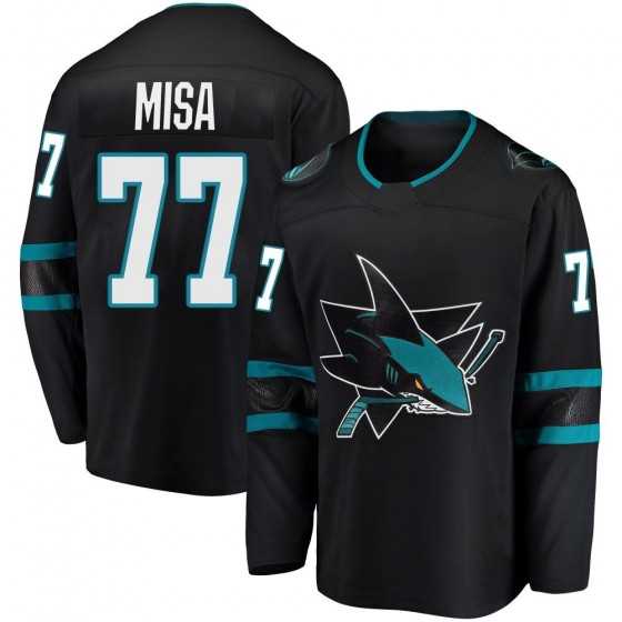 Mens San Jose Sharks #77 Michael Misa Alternate Black Jersey Dzhi