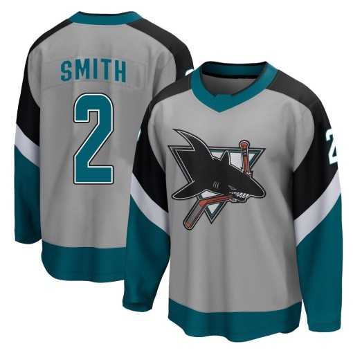 Mens San Jose Sharks #2 Will Smith Breakaway Gray 2020-21 Special Edition Jerse Dzhi