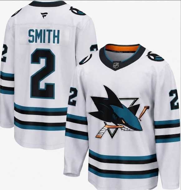 Mens San Jose Sharks #2 Will Smith New White Stitched Jersey Dzhi