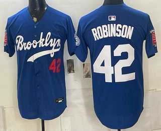 Mens Los Angeles Dodgers #42 Jackie Robinson Blue 1955 Throwback Jersey