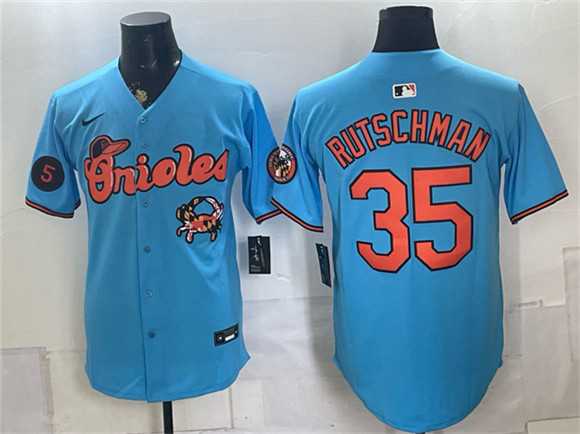 Mens Baltimore Orioles #35 Adley Rutschman Blue With Patch Vapor Premier Limited Stitched Jersey Dzhi