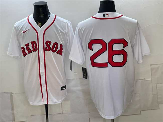 Mens Boston Red Sox #26 Wade Boggs White No Name Cool Base Stitched Jersey->boston red sox->MLB Jersey